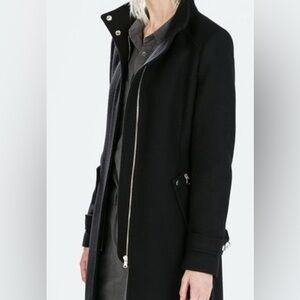 Zara Black Trench Coat with Silver Accents